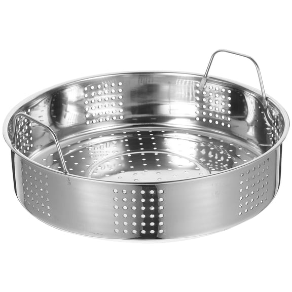 Raindrops Stainless Steel Steamer Basket Dual Handles Kitchen Use Silver