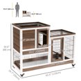 thumbnail image 3 of PawHut Rabbit Hutch, Indoor Bunny Cage with Wheels, Run, Tray, Brown, 3 of 10