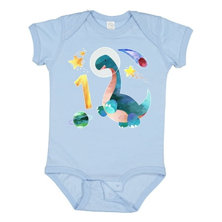 

Inktastic First Birthday Dinosaur Astronaut with Stars and Planet Gift Baby Boy or Baby Girl Bodysuit