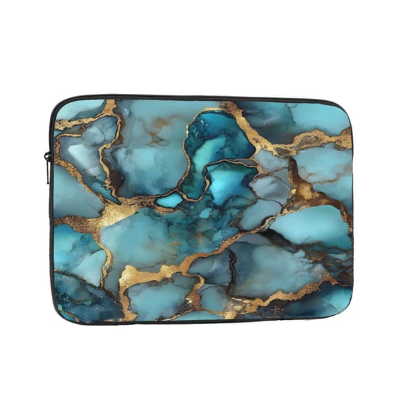 Laptop Case Shockproof Sleeve Water Resistant Computer Bag Fits Tablet Notebook Ultrabook For Travel Office 10 Inch Teal Gold Marble