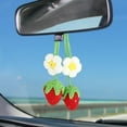 thumbnail image 5 of Happon 2 Pcs Car Mirror Accessories,Cute Strawberry Car Hanging Ornament for Car Rearview Mirror Decor Crochet Car Mirror Hanging Charms Accessories Flower Hand Knitted Strawberry Car Decor for Women, 5 of 8