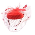 thumbnail image 3 of Elegant fascinators hat flower feather hair accessories headband headwear women Red, 3 of 9