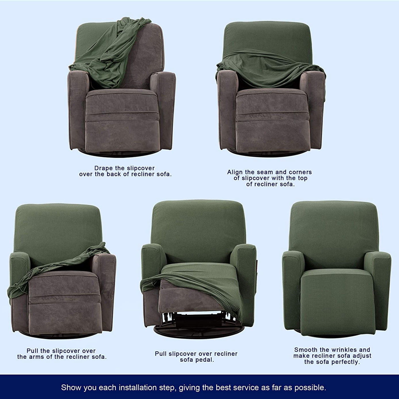Stretch Recliner Chair Slipcover, 1-Piece Soft Armchair Cover Washable Sofa Cover Non Slip