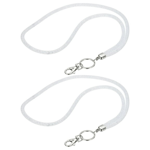 Uxcell 2Pack Rhinestone Lanyard for Keys, 15.7" Bling Lanyards for ID Badge with Metal Clasp & Keyring Crystal Keychain Neck Strap for Women Keys Phones, White
