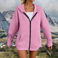 thumbnail image 2 of Akiihool Hooded Sweatshirts for Women Womens Zip Up Hoodies Fleece Jackets Oversized Sweatshirts Fall Fashion Outfits Sweaters Winter Clothes Red,M, 2 of 8
