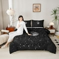 thumbnail image 4 of jejeloiu Galaxy Starry Sky Bedding Comforter Set,Outer Space Twin Comforter Sets,White Black Bedding Set For Adult,Ultra Soft Home Decor Reversible,2-Piece, 4 of 8