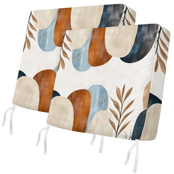 Outdoor Patio Cushion Covers 2 Pack Mid Century Patio Chair Cushion Covers with Ties and Zipper Modern Boho Abstract Leaf Waterproof Outdoor Seat Cushion Covers for Patio Furniture 24"x24"