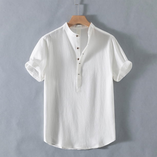 pstuiky camisetas de hombre, Camisa de hombre de Europa y América, de manga corta, con cuello alto y boca abierta, blusa de manga corta. ropa de hombre l