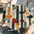 thumbnail image 3 of Abstract Boho Fitted Tablecloth with Elastic Edged, Round Table Cloth for Dining Table, Vintage Multicolored Geometric Stripes Waterproof Oil Proof Table Cover for Indoor Outdoor 36"-44", 3 of 9