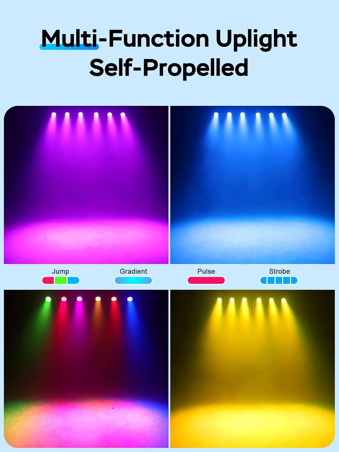 Mini Rechargeable Par Lights, Wireless 12 RGB Battery Powered Stage Lights, Sound Activated Remote Control Par Can Uplights for Indoor Events Wedding Party Church Club Stage Lighting, 4 Pack