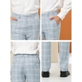 thumbnail image 6 of INSPIRE CHIC Men's Plaid Dress Pants Regular Fit Flat Front Checked Trousers Gray Blue 32, 6 of 6