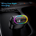 thumbnail image 5 of HOIFA 4 In 1 Retractable Fast Car Charger with iPhone and Type C Cord 2.6ft, Dual USB Ports, RGB Light, for SUV RV Truck, Car Accessories for Women Men, Black, 5 of 8