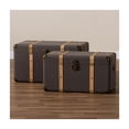 thumbnail image 7 of HomeStock Asian Fusion Modern and Contemporary Transitional Dark Brown Fabric Upholstered and Oak Brown Finished 2-Piece Storage Trunk Set, 7 of 7