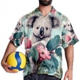 thumbnail image 4 of Koala Men's Short Sleeve Hawaiian Shirt, Casual Printed Button Down Beach Tops, Summer Poplin Spread Collar Unisex Button Down Shirts, 4 of 6