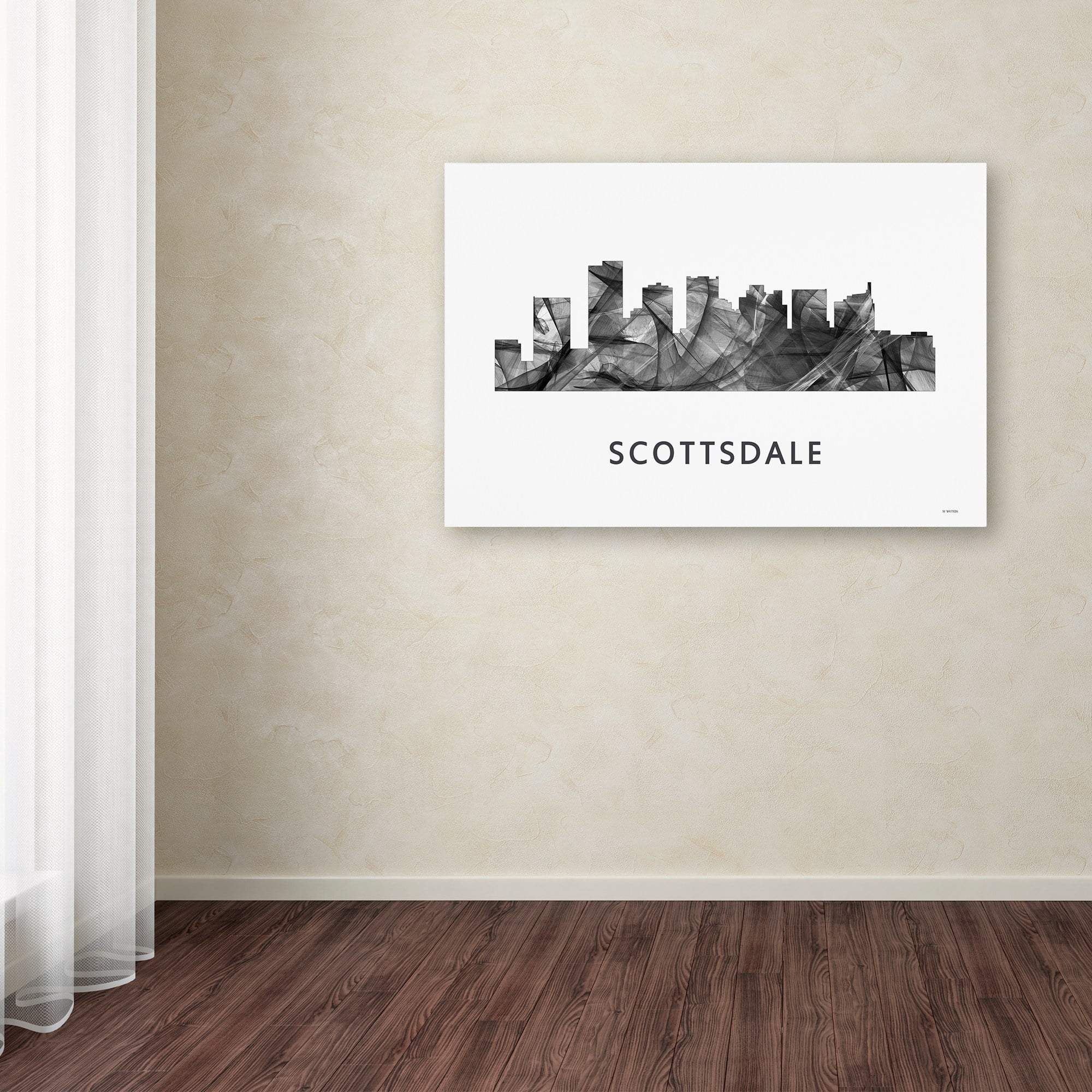 Trademark Fine Art 'Scottsdale Arizona Skyline WB-BW' Canvas Art by Marlene Watson