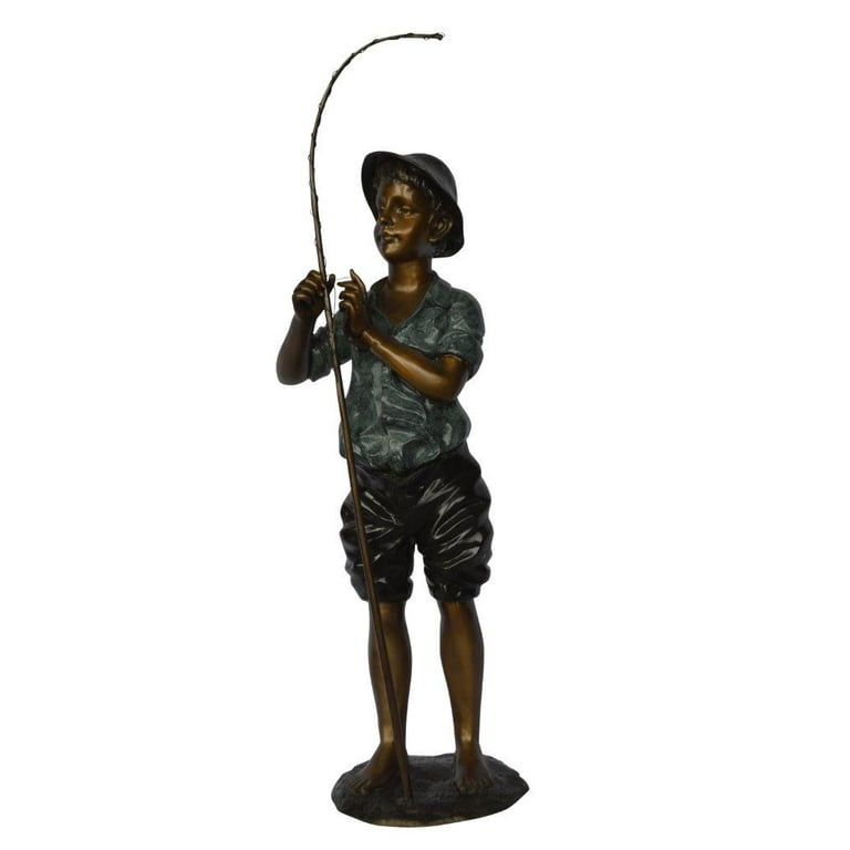 Bronze source. Kid fishing. 32x12x27 cm - Sale of bronze figures
