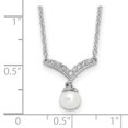 thumbnail image 2 of Auriga Fine Jewelry 925 Sterling Silver 5 mm Rhodium-plated Freshwater Cultured Pearl and Brilliant-cut CZ Necklace for Women 18", 2 of 7