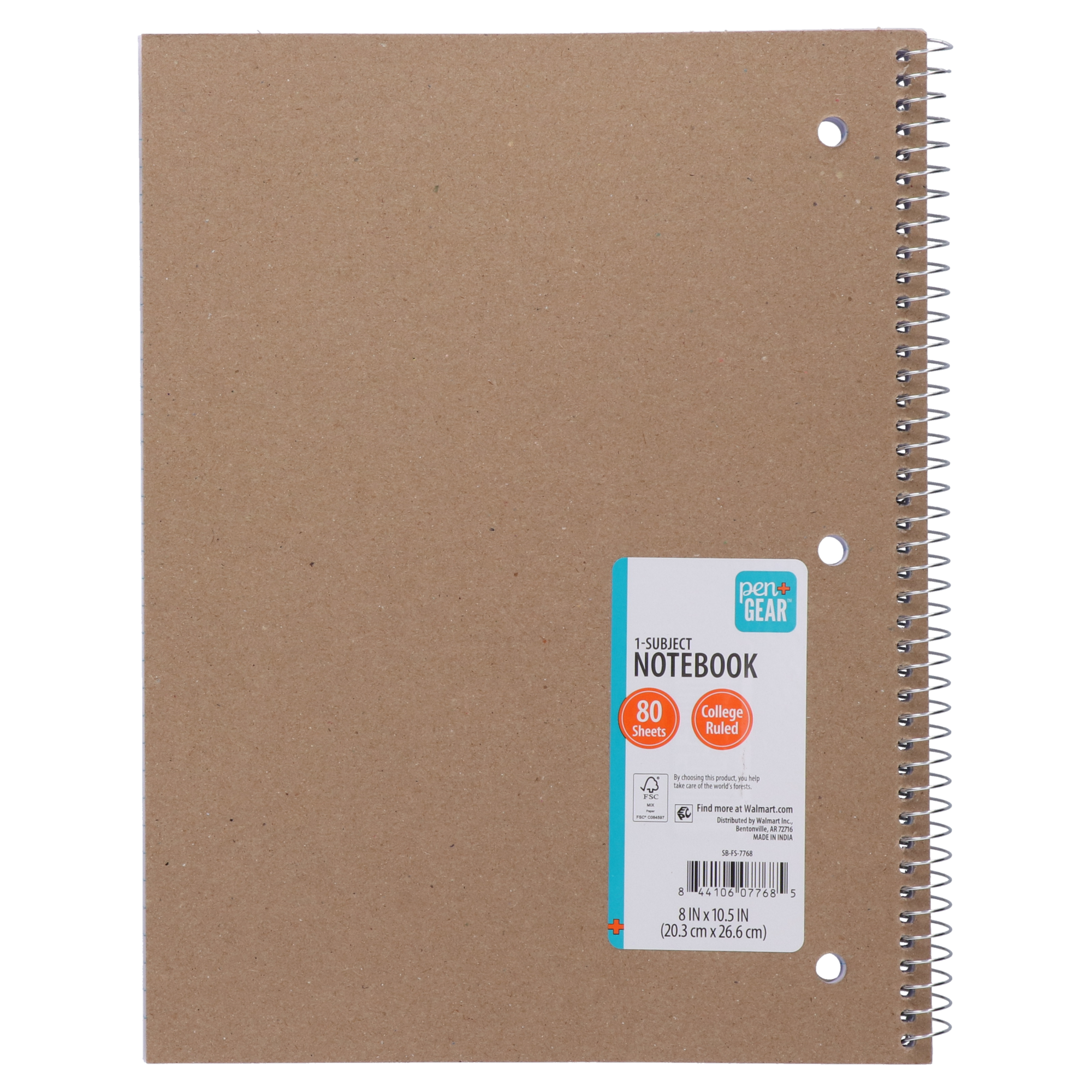 Cuaderno de 1 materia Pen+Gear de rayado universitario, 8" x 10.5", estampado multicolor, 80 hojas 3