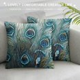 thumbnail image 3 of Orinice Peacock Feathers Graphic Decorative Pillow Cover for Home Couch Sofa, Short Plush Year-Round Pillow Case 1PC 24x24in, 3 of 5