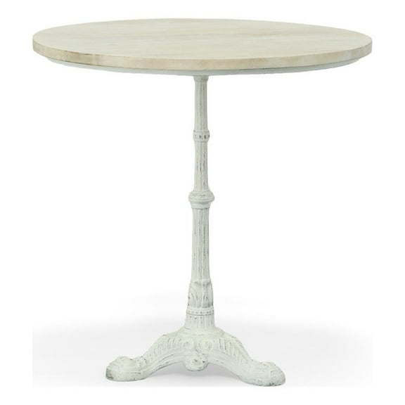 Pemberly Row Contemporary Wood Bistro Table in Whitewash Finish