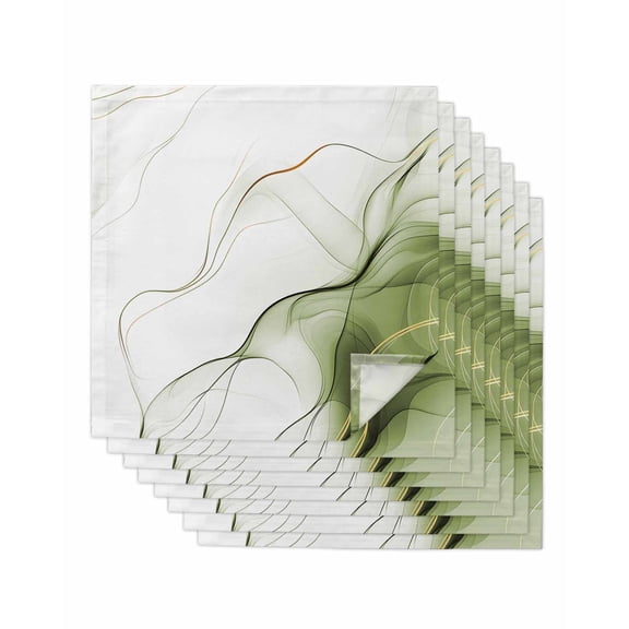 Cloth Napkins Set of 8 - 20x20 Inches, Marble Sage Green Washable Reusable Table Napkins, Gold White Modern Gradient Ocean Wavy Soft & Absortbent Dining Napkin for Party Wedding Hotel Restaurant