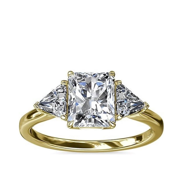 1.00 Carat Excellent Radiant Cut Natural Diamond Three Stone Beautiful Ring for Anniversary Solid 18K Yellow Gold Size 4.5