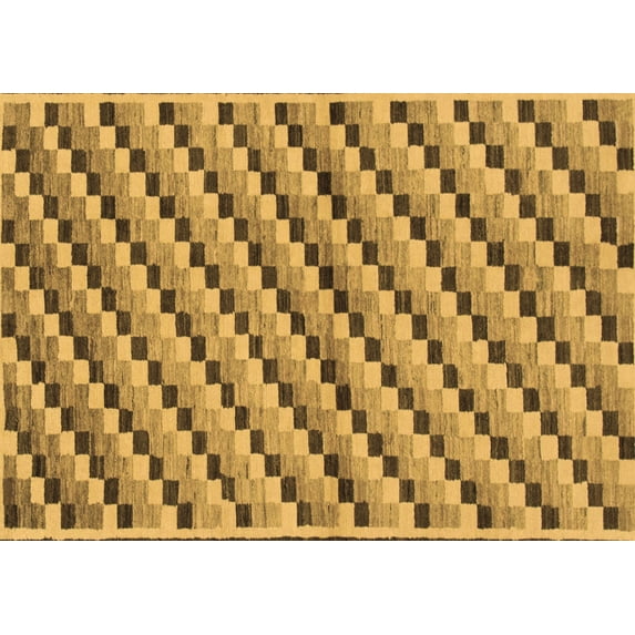 Ahgly Company Indoor Rectangle Checkered Brown Modern Area Rugs, 2' x 3'