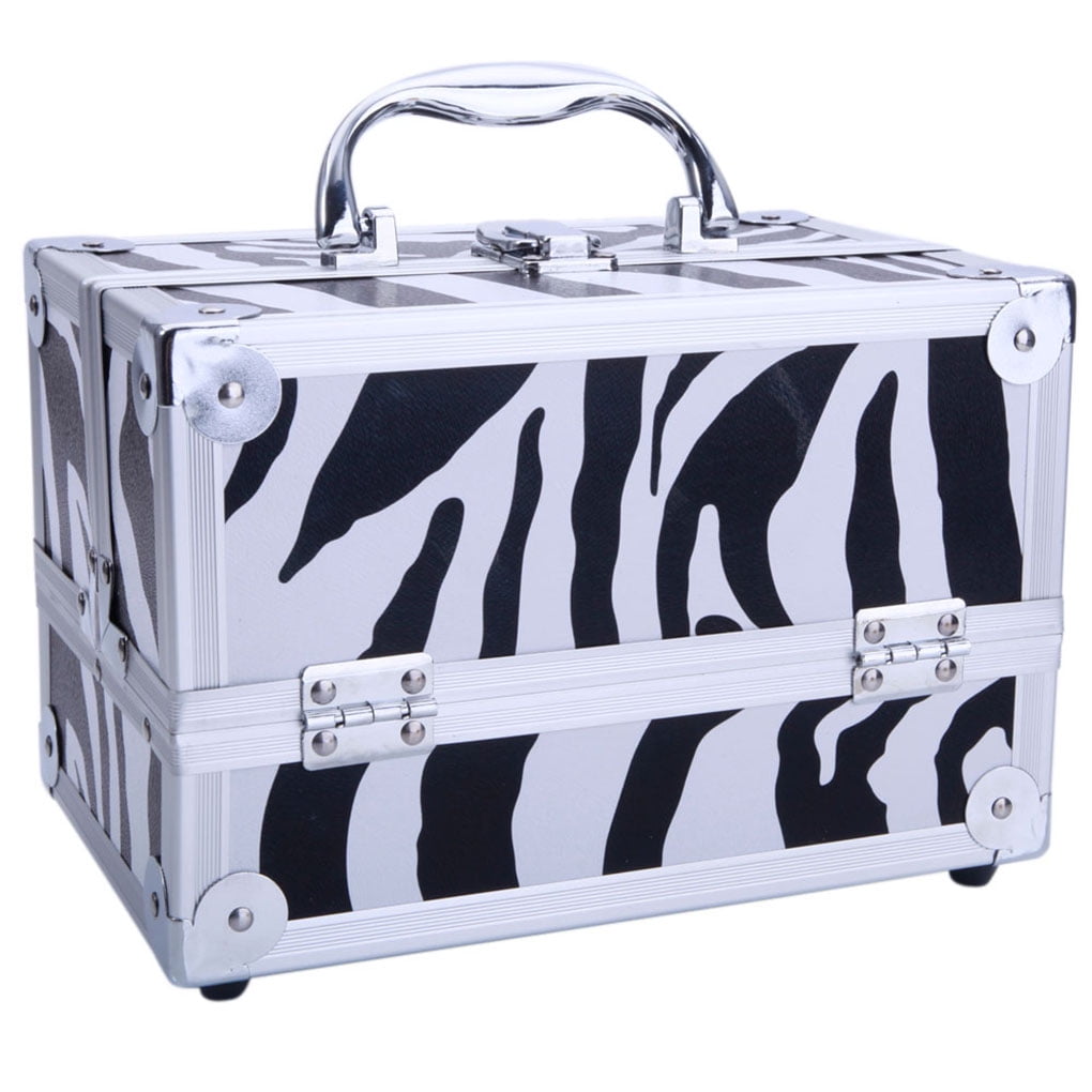 Professional Aluminum Makeup Train Case Jewelry Box Travel Mirror Cosmetic Organizer Case