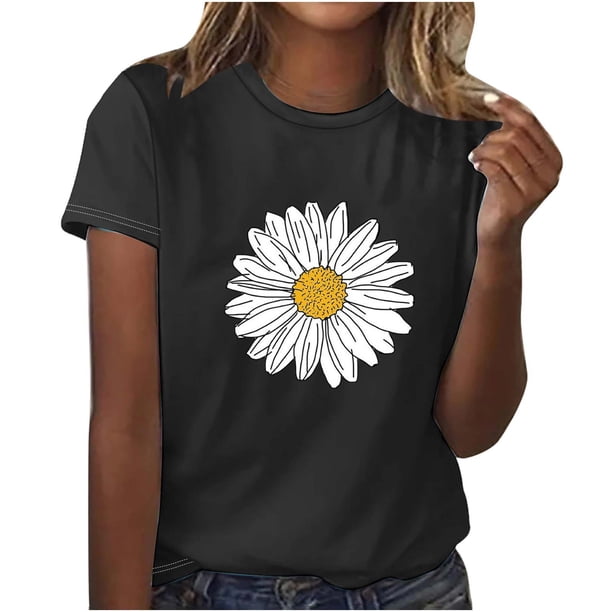 Tops Cortos para las Mujeres Imprimidos Suéter Cuello Redondo Manga Corta, Ligero Y Casual Pantalones Cortos para las Mujeres Sexy