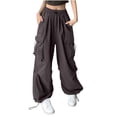 thumbnail image 2 of Blmnix Womens Pants Plus Size Cargo Pants Palazzo Leggings Baggy Wide-Leg High Gray Full Tall Sweatpants for Women,XXXL, 2 of 5