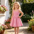 thumbnail image 6 of MEZZALL Toddler Girls Sleeveless Sundress Soft Stretchy Spaghetti Strap Decorative Bow Flared A-Line Skirt Kids Birthday Party Princess Dress Casual Summer Comfort Dresses, 6 of 9