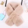thumbnail image 3 of Trayknick Cross Scarf Faux Rabbit Fur Thickened Soft Cozy Plush Cold Resistant Solid Color Autumn Winter Women Neck Warmer Collar Scarf for Daily Life, 3 of 13