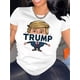 thumbnail image 1 of Camiseta De Verano Para Mujer, Ropa De Calle, Cuello Redondo, Para Acampar, Mochilero, TrabajoWomen's Fashion Trump Cartoon Print T-Shirt - Casual Crew Neck, Short Sleeve, Stretchy Polyester Blend,, 1 of 7