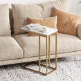 thumbnail image 4 of Mesa auxiliar Yusong en forma de C con tapa de madera jaspeada en blanco dorado, 4 of 9