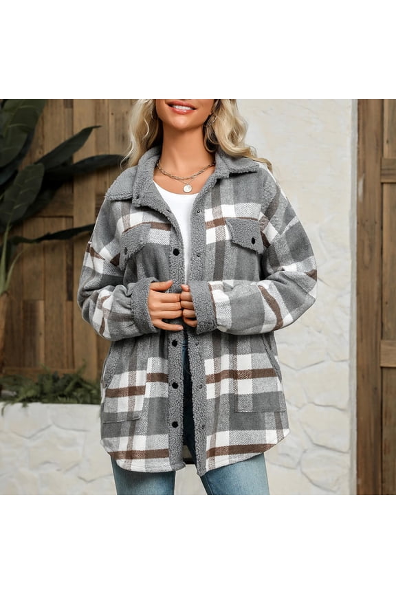 Todays Order For Delivery Womens Flannel Shacket Jacket Plaid Flannel Shirts for Women Loose Fit Boyfriend Button Down Shirt Long Sleeve Casual Flannel Blouse Tops Waffle Shacket