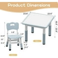 thumbnail image 4 of Table and 2 Chairs Set with Graffiti Desktop, Height Adjustable Table and Chairs Set，Non-Slip Legs, Activity Table for Reading, Drawing,Light Gray, 4 of 8