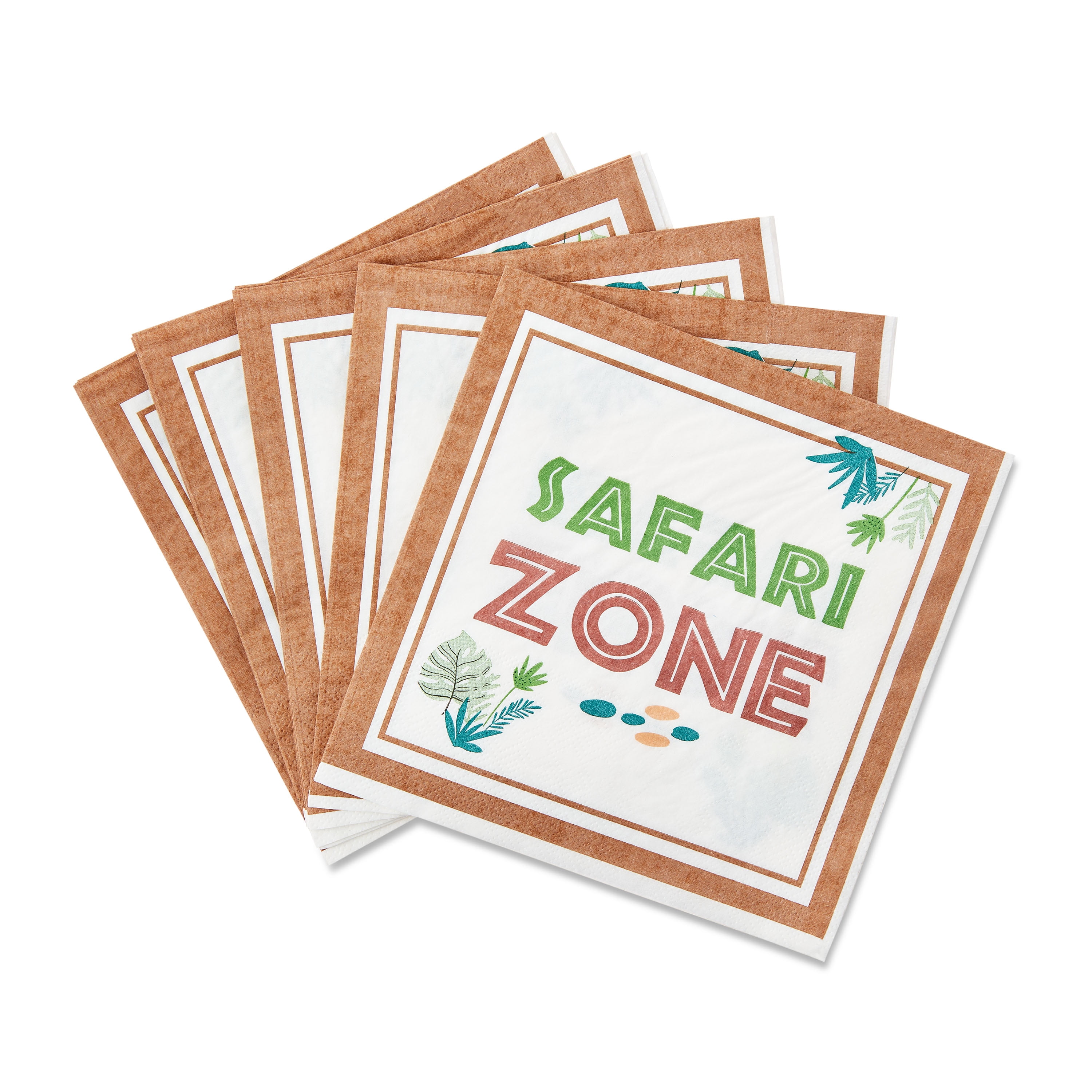6.5" x 6.5" Disposable Multicolor Safari Zone Paper Napkins, 16 Count, by Way To Celebrate