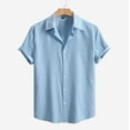 thumbnail image 2 of Big and Tall Mens Shirts 2025 Solid Plus Size Casual Baggy Beach Resort Outfits Lapel Collar Short Sleeve Tops Summer, 2 of 5