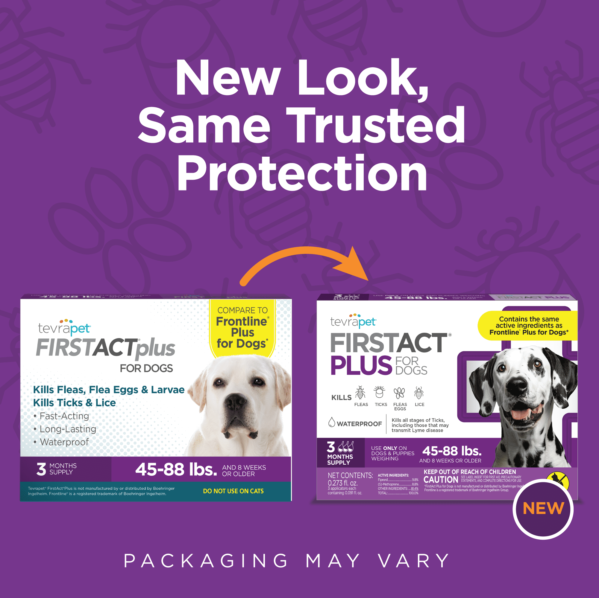 TevraPet FirstAct Plus Flea and Tick Prevention for Large Dogs 45-88 lbs, 6 Monthly Doses, Topical Drops