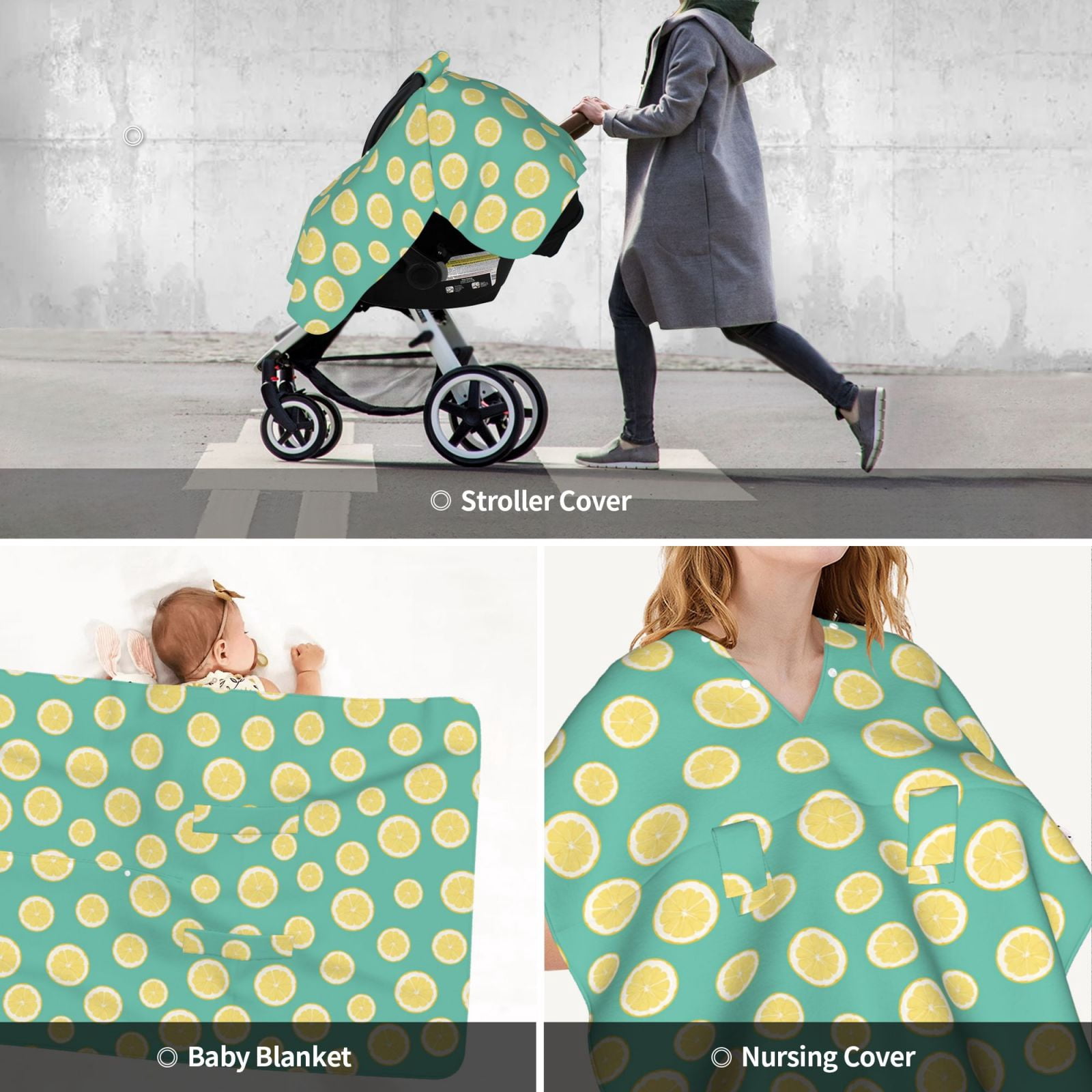 Car Seat Cover Baby - darkgreen Lemon Breathable Infant Car Seat Cover for Baby Carseat, Lightweight Comfort Baby Essentials Must Haves Newborn Stuff for Girl Boy