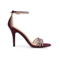 thumbnail image 3 of BLISSFUL STEP Women's Round Toe Rhines Ankle Strap Stiletto Heels Sandals Burgundy 10, 3 of 8