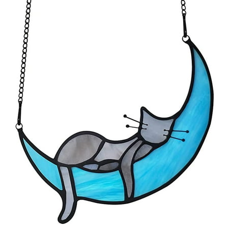 

QILIN Window Pendant Cartoon Design Handmade Acrylic Living Room Bedroom Hanging Orange Tabby Cat Suncatcher Home Supplies