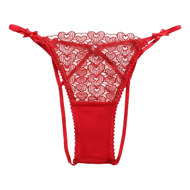 nsendm Female Underpants Adult Lace Panties Set for Women Womens Lace  Underwear with Bow Sexy Thin Strap Hollow Out Crotch Variety Underwear  for(Red
