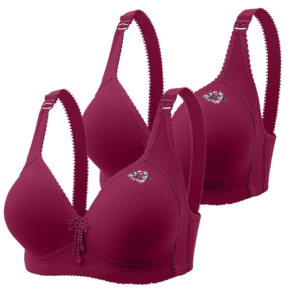 AherBiu 2PC Plus Size Bras for Women Full Coverage Push-Up Wireless Comfort Bralette Everyday Bra Adjustable Strap