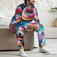 thumbnail image 7 of Naloa Starry Sky Colorful Donut Men’s Pajamas Set - Long Sleeve Button Down Sleep Shirt and Pajama Bottoms Sleepwear Set-Large, 7 of 7