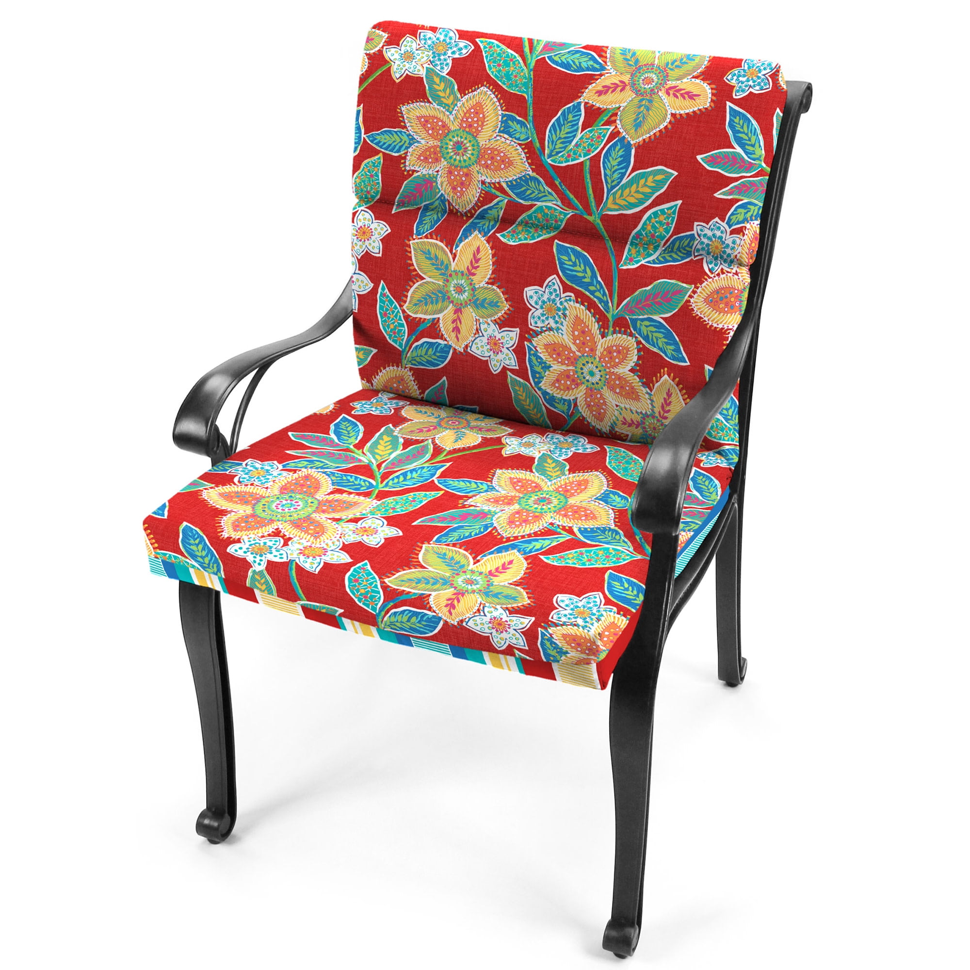 Jordan Manufacturing 44" x 22" Rectangular Outdoor Chair Cushion with Ties and Hanger Loop