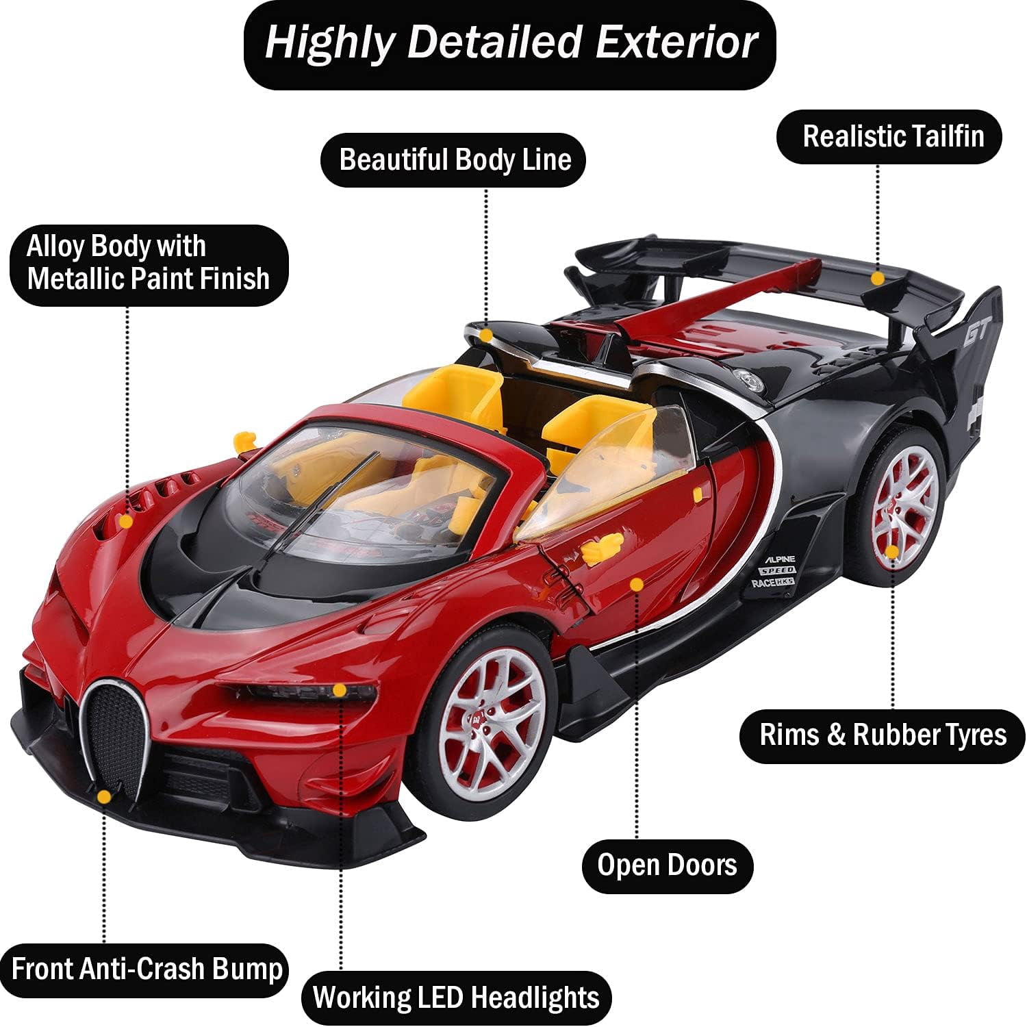 1:14 Scale High-Speed Racing Car Toy with Lights – Remote Control Sports Car Gift for Kids Boys & Girls