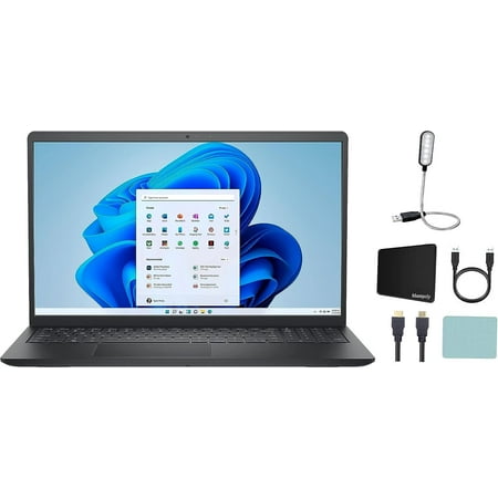 Dell Inspiron 3511 15.6" FHD Touch Laptop, Intel Core i5-1135G7, 12GB RAM, 256GB SSD, Webcam, Wi-Fi, Bluetooth, Numeric Keypad, Windows 11 Home, Black + Mazepoly Accessories