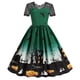 thumbnail image 1 of Vestido informal con cuello redondo y manga corta con estampado de moda de Halloween para mujer, 1 of 4