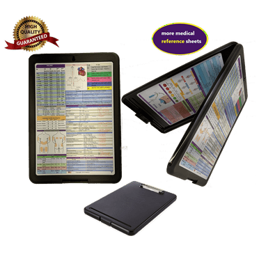 Nursing Storage Clipboard -Nurse clipboard that provides quick access to clinical references - perfect for rotations (Black)
